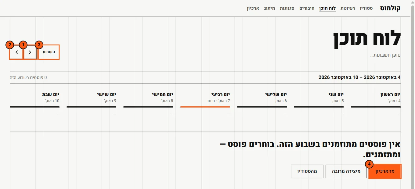 לוח התוכן השבועי